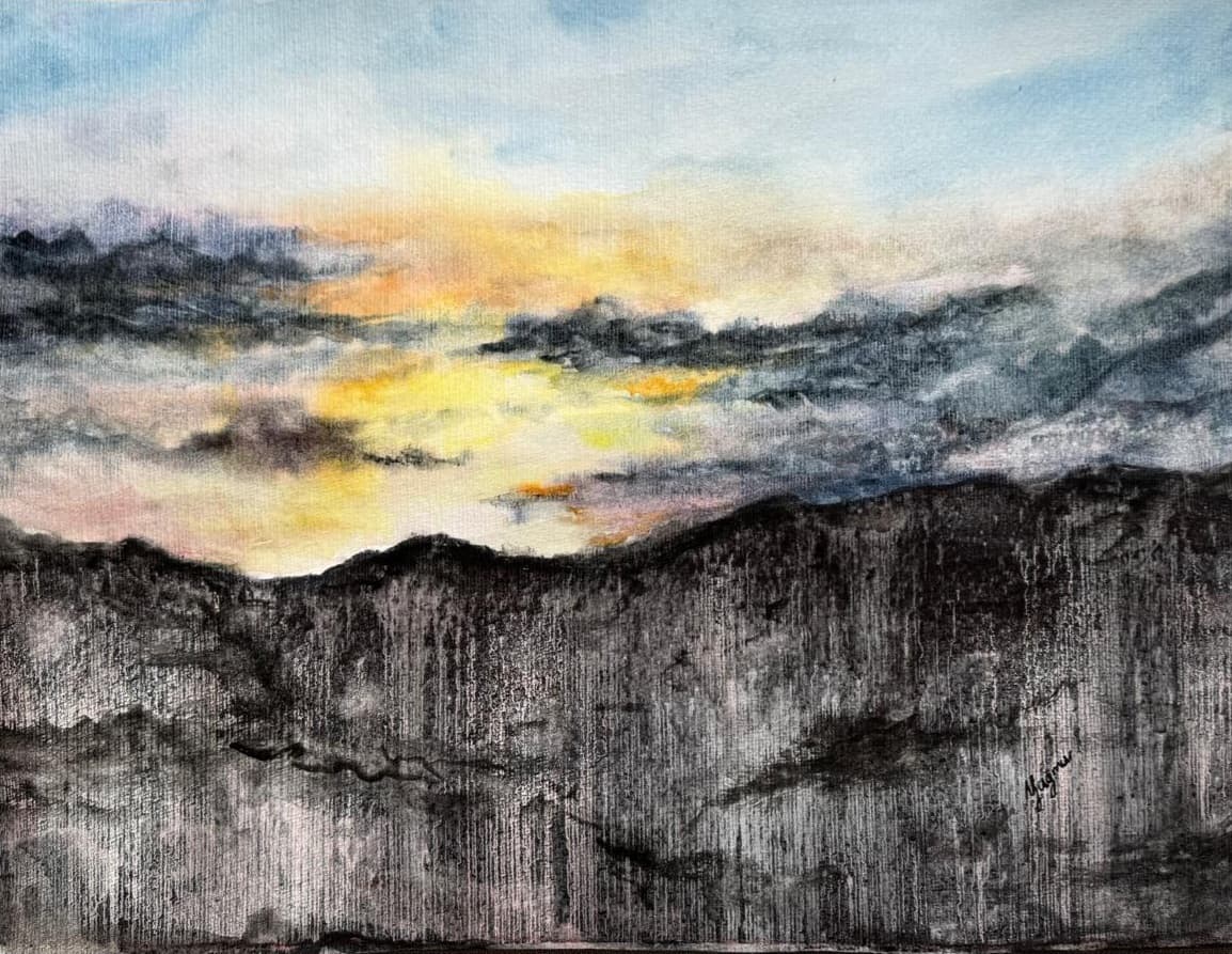 Sunset behind the Mountains 
